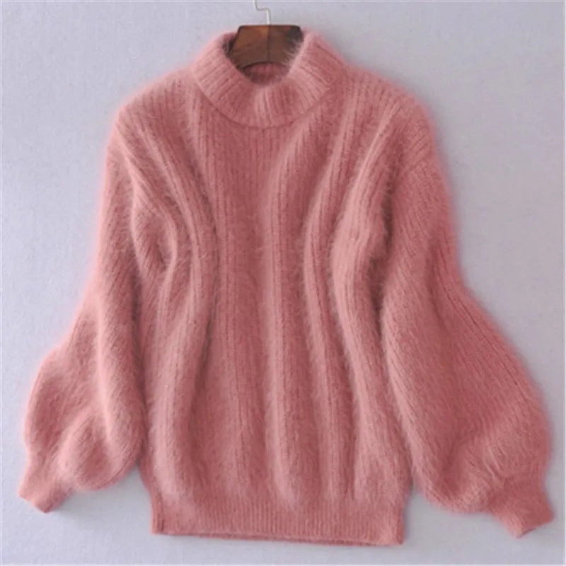 Sophie - Losse Monochrome Breien Trui Vintage Angora Pullover