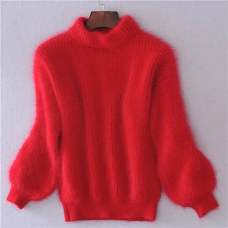 Sophie - Losse Monochrome Breien Trui Vintage Angora Pullover