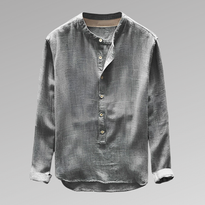 Herenoverhemd - Mandarijnkraag - Knoopsluiting - Lichtgewicht en ademend