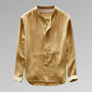 Herenoverhemd - Mandarijnkraag - Knoopsluiting - Lichtgewicht en ademend