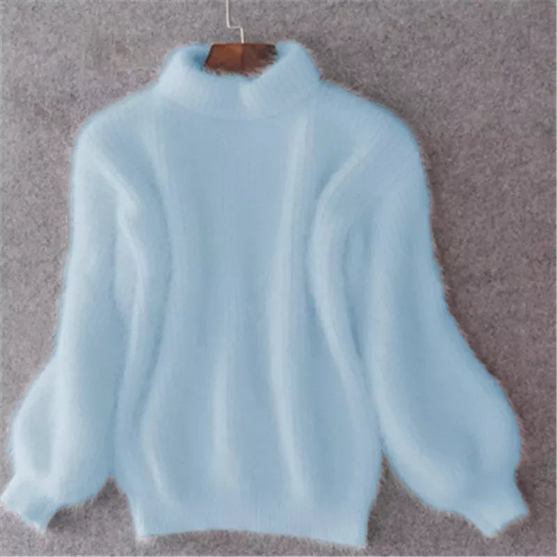 Sophie - Losse Monochrome Breien Trui Vintage Angora Pullover
