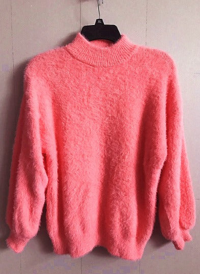 Sophie - Losse Monochrome Breien Trui Vintage Angora Pullover