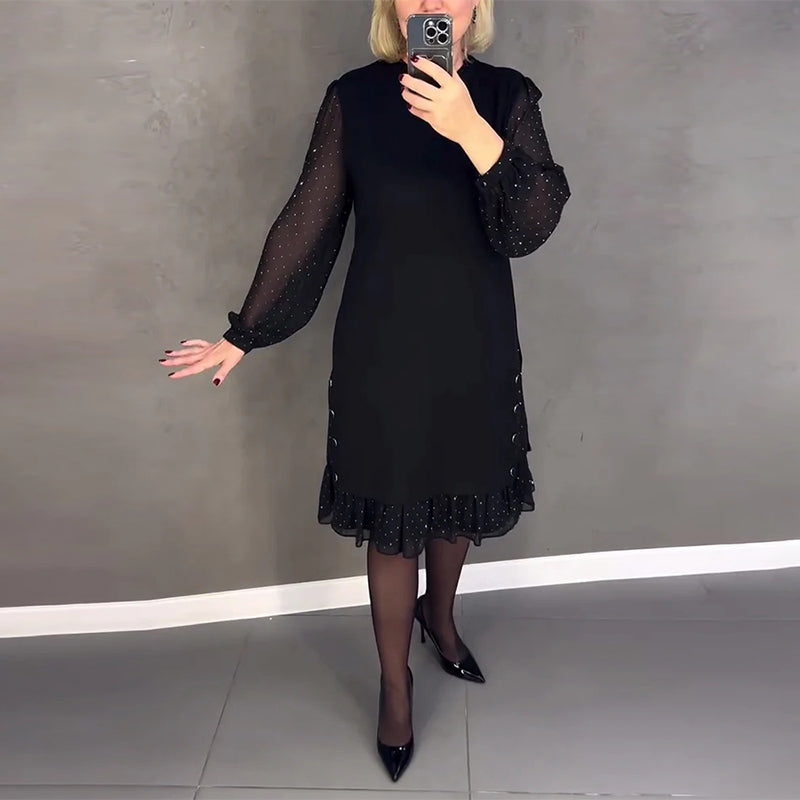 ModaNoma - Langärmliges elegantes Kleid mit Punkten