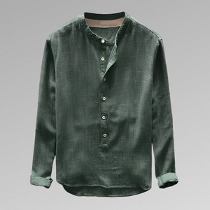 Herenoverhemd - Mandarijnkraag - Knoopsluiting - Lichtgewicht en ademend