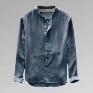 Herenoverhemd - Mandarijnkraag - Knoopsluiting - Lichtgewicht en ademend