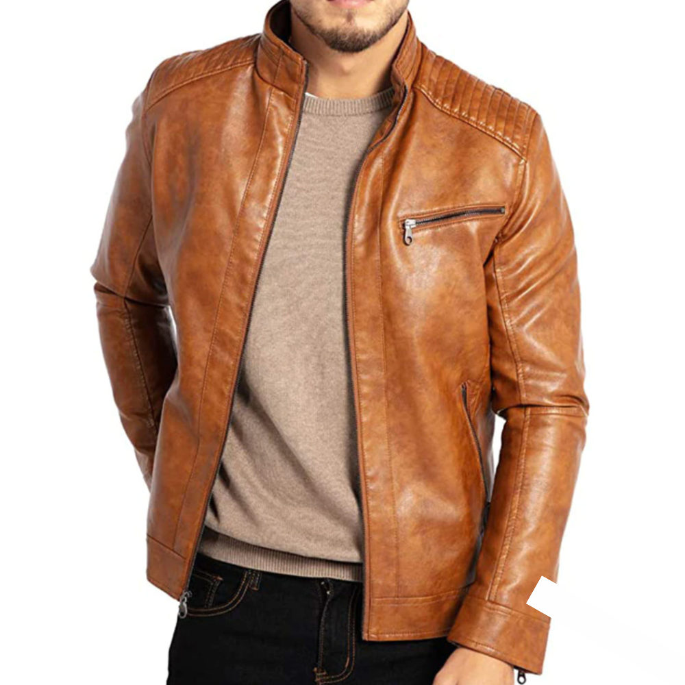 Bjorn | Giacca da uomo elegante in pelle con proprietà antivento