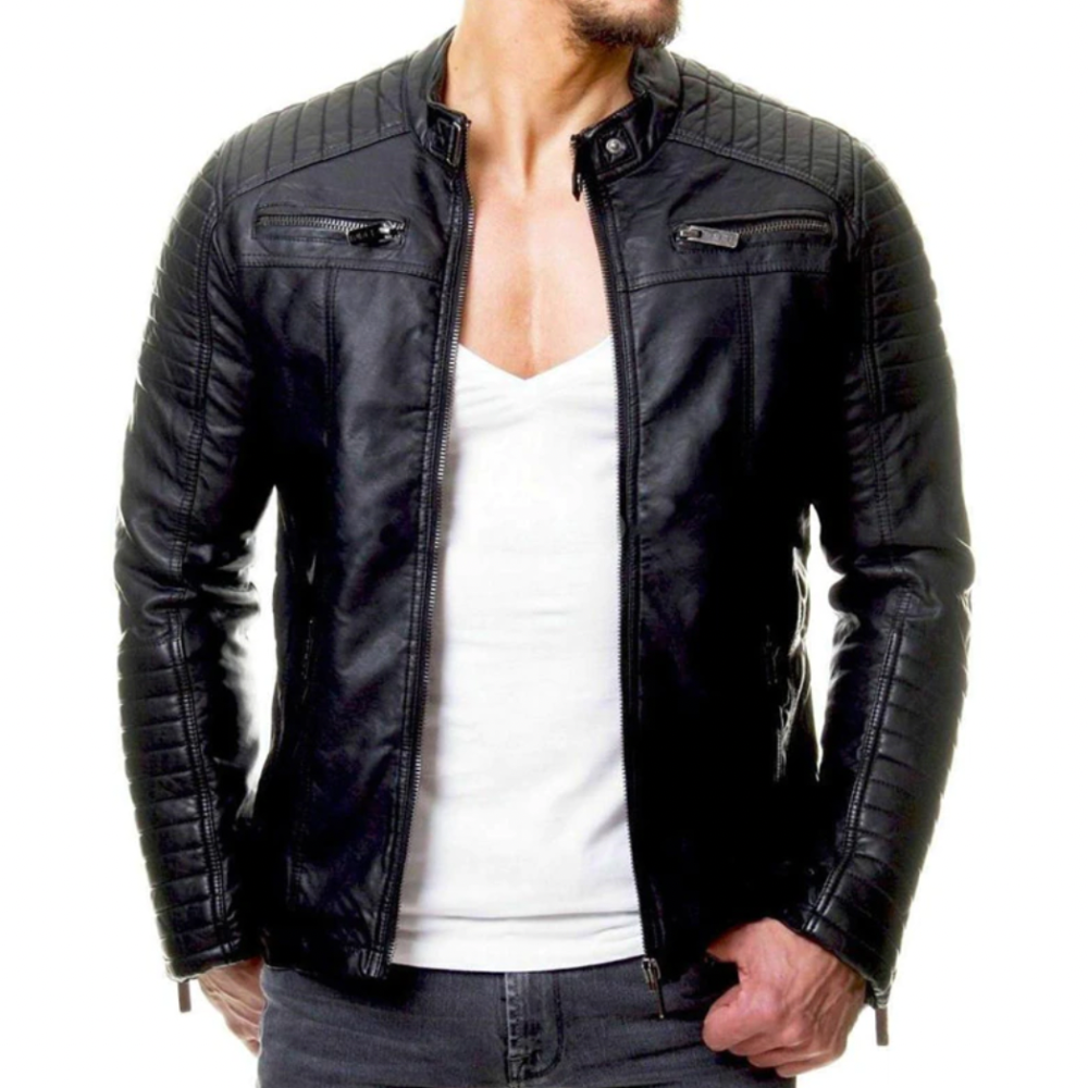Bjorn | Giacca da uomo elegante in pelle con proprietà antivento