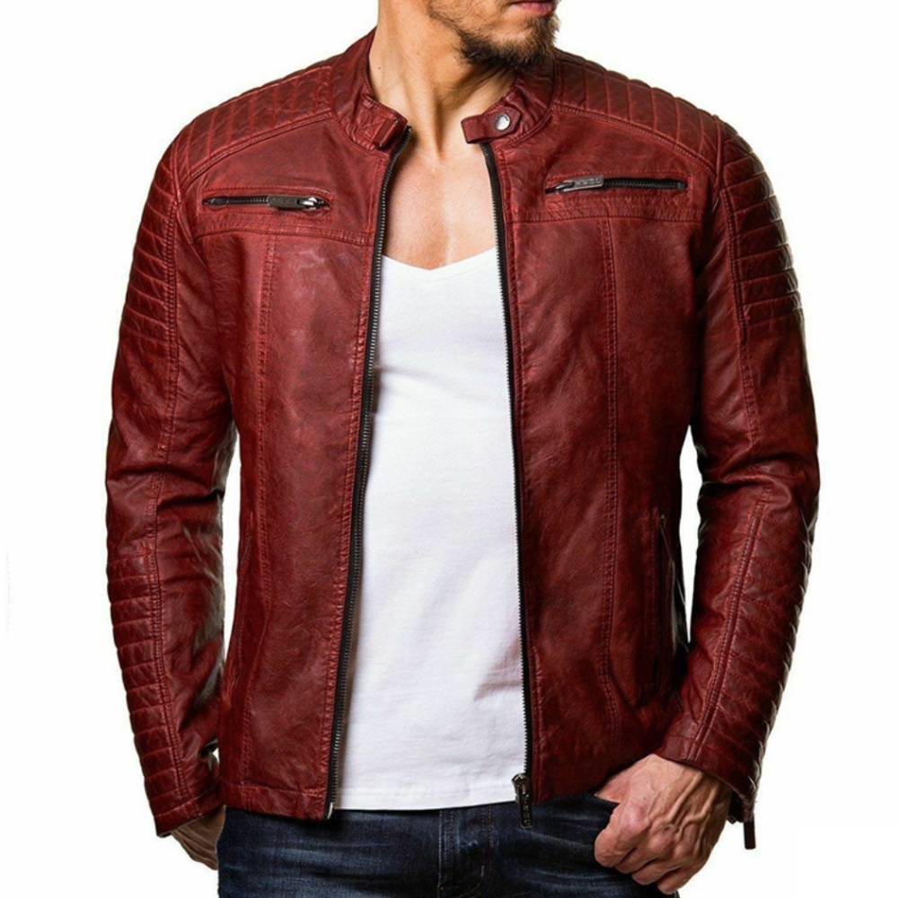 Bjorn | Giacca da uomo elegante in pelle con proprietà antivento