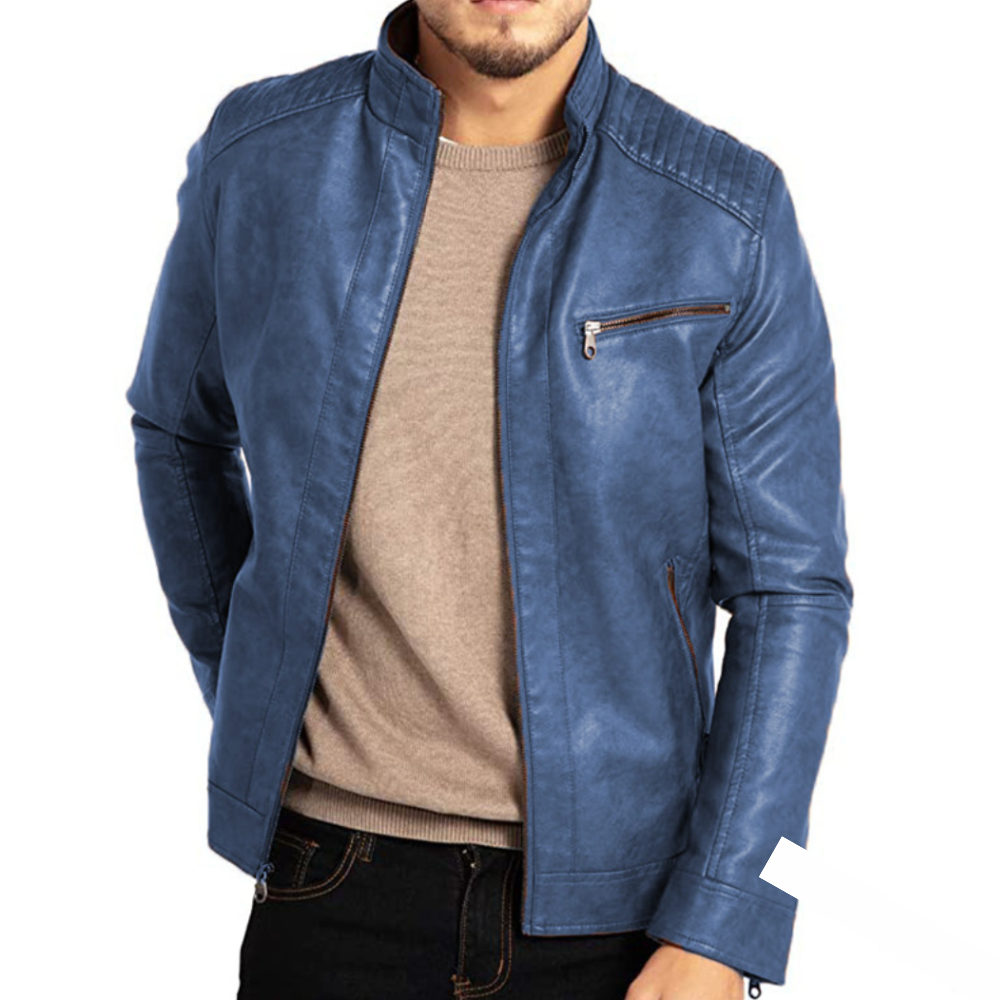 Bjorn | Giacca da uomo elegante in pelle con proprietà antivento