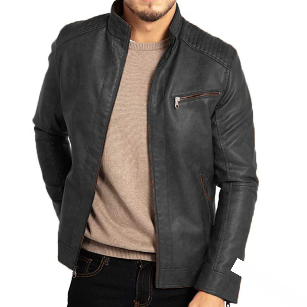 Bjorn | Giacca da uomo elegante in pelle con proprietà antivento