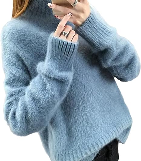 Sophie - Losse Monochrome Breien Trui Vintage Angora Pullover