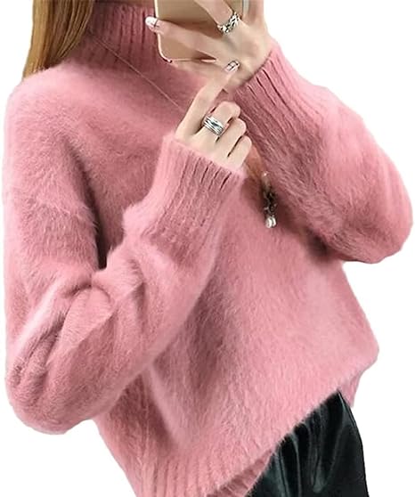 Sophie - Losse Monochrome Breien Trui Vintage Angora Pullover