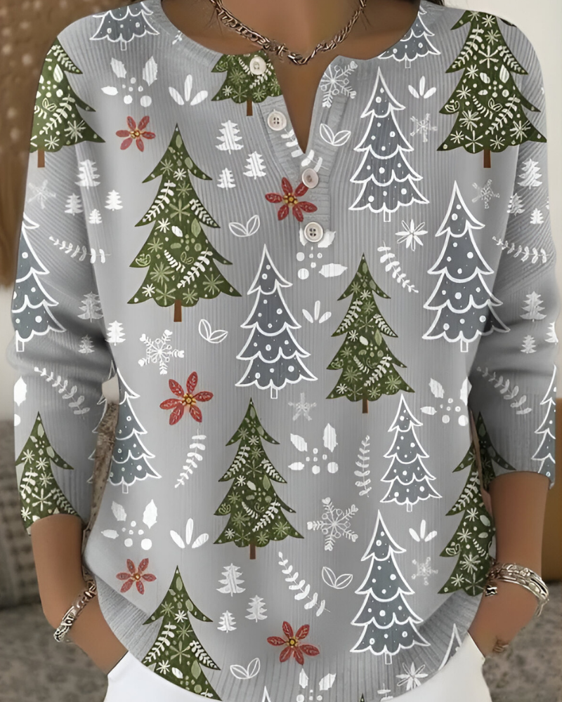 Emy™ | Feestelijke Kerstprint Top