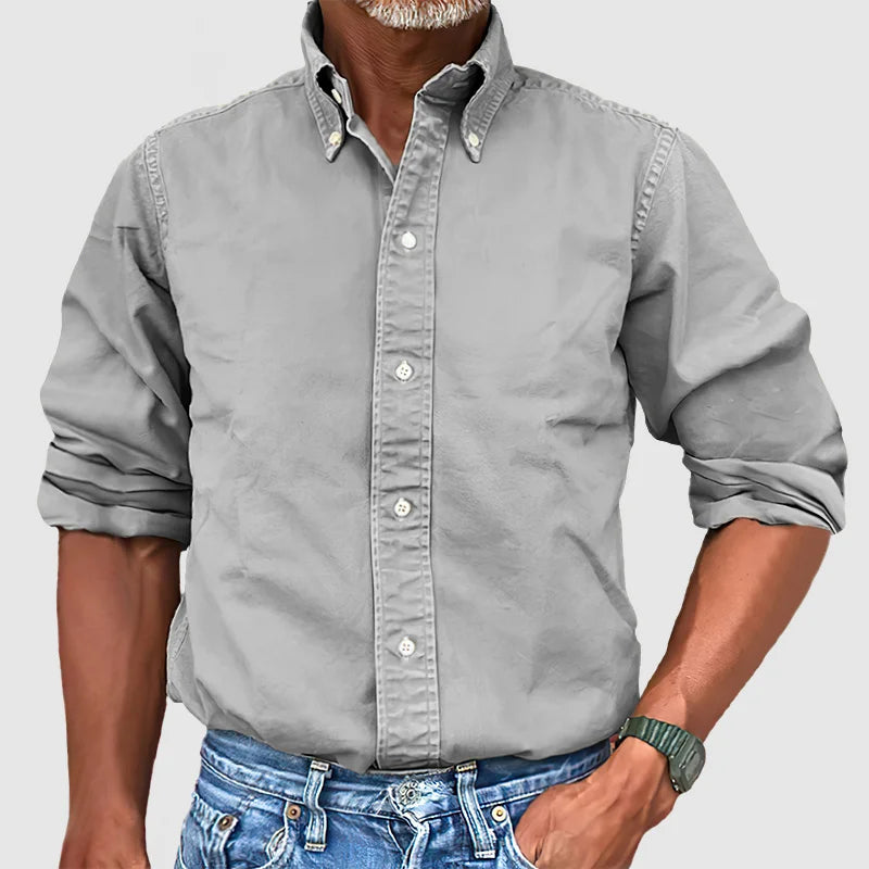 ALEX - Herenhemd Vintage Gewassen Lange Mouwen voor Lente en Zomer