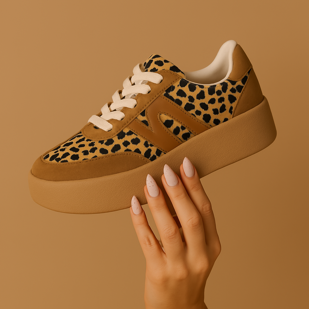 Damen Sneaker Leo Design bequeme Passform hohe Sohle
