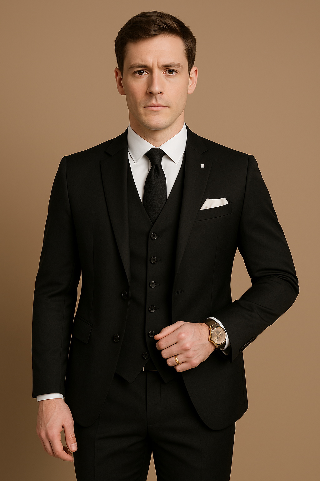 Herrenanzug 3-teilig Elegant für Hochzeit und besondere Anlässe aus Polyesterfaser