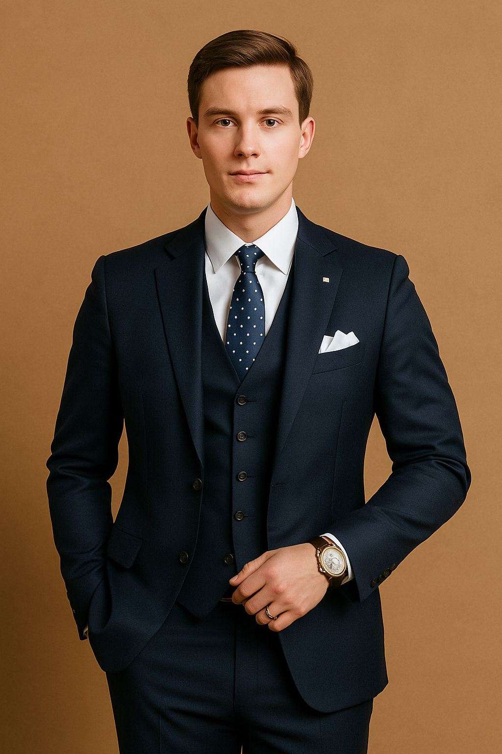Herrenanzug 3-teilig Elegant für Hochzeit und besondere Anlässe aus Polyesterfaser