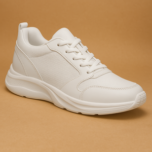 Herensneakers Zwart Leer met Onzichtbare Lift