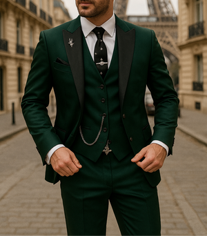 ZENO - 3-delig herenpak van linnen met blazer, gilet en broek