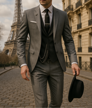 ZENO - 3-delig herenpak van linnen met blazer, gilet en broek