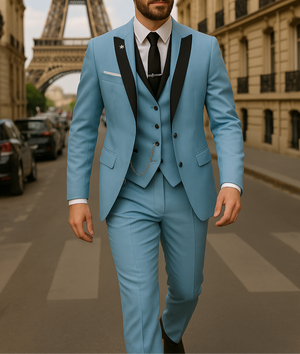 ZENO - 3-delig herenpak van linnen met blazer, gilet en broek