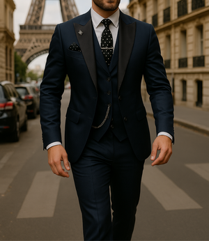 ZENO - 3-delig herenpak van linnen met blazer, gilet en broek