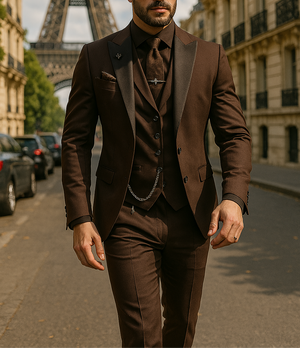 ZENO - 3-delig herenpak van linnen met blazer, gilet en broek