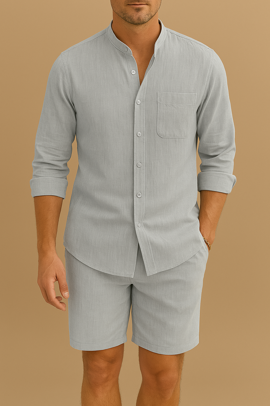 LUCAS - Casual heren set met katoen shirt en shorts voor de zomer