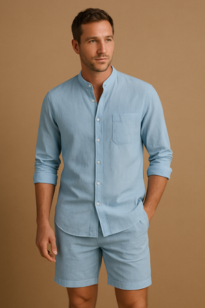 LUCAS - Casual heren set met katoen shirt en shorts voor de zomer