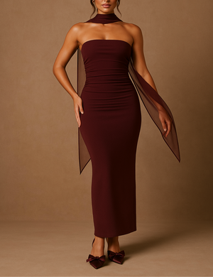 Maxi-jurk dames off the shoulder kersenrood polyester figuur-knuffelen zomer elegant