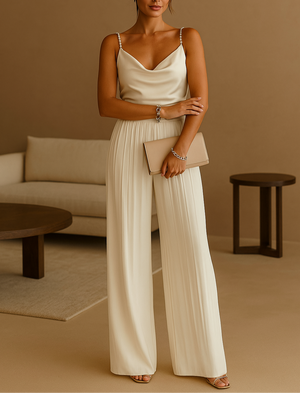 Dames jumpsuit Elegante polyester wijde pijp voor bruiloft en festiviteiten