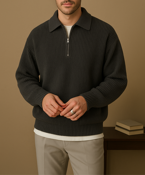 Hendrix – Stijlvolle Gebreide Trui voor Heren met Rits en Polokragen