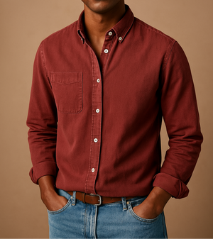 MARCEL - Elegante beige herenoverhemden van katoen voor werk en vrije tijd