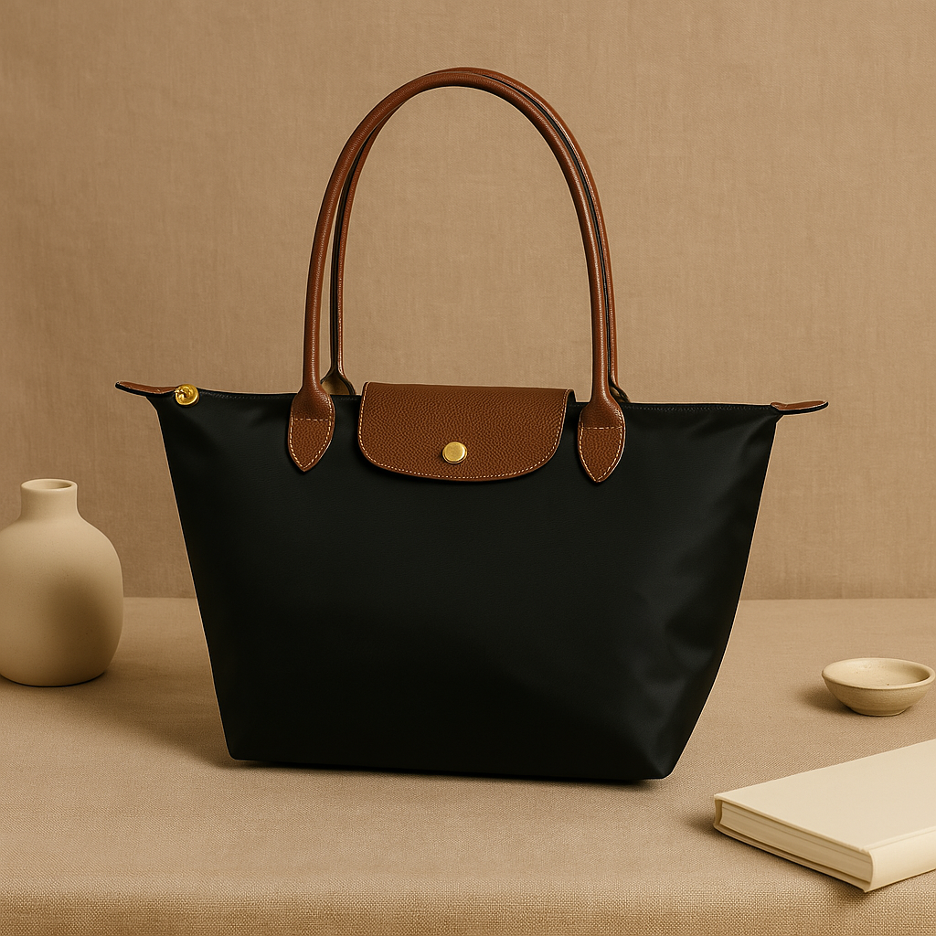 SERENA - Schwarze Schultertasche für Damen, stilvolles und geräumiges Design