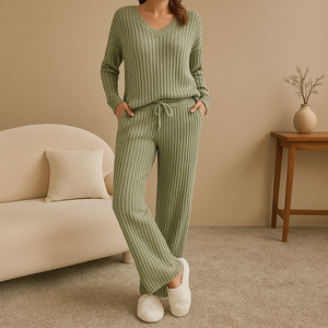 ZARINA - Zweiteilig Lounge Set voor Dames met Rippatroon