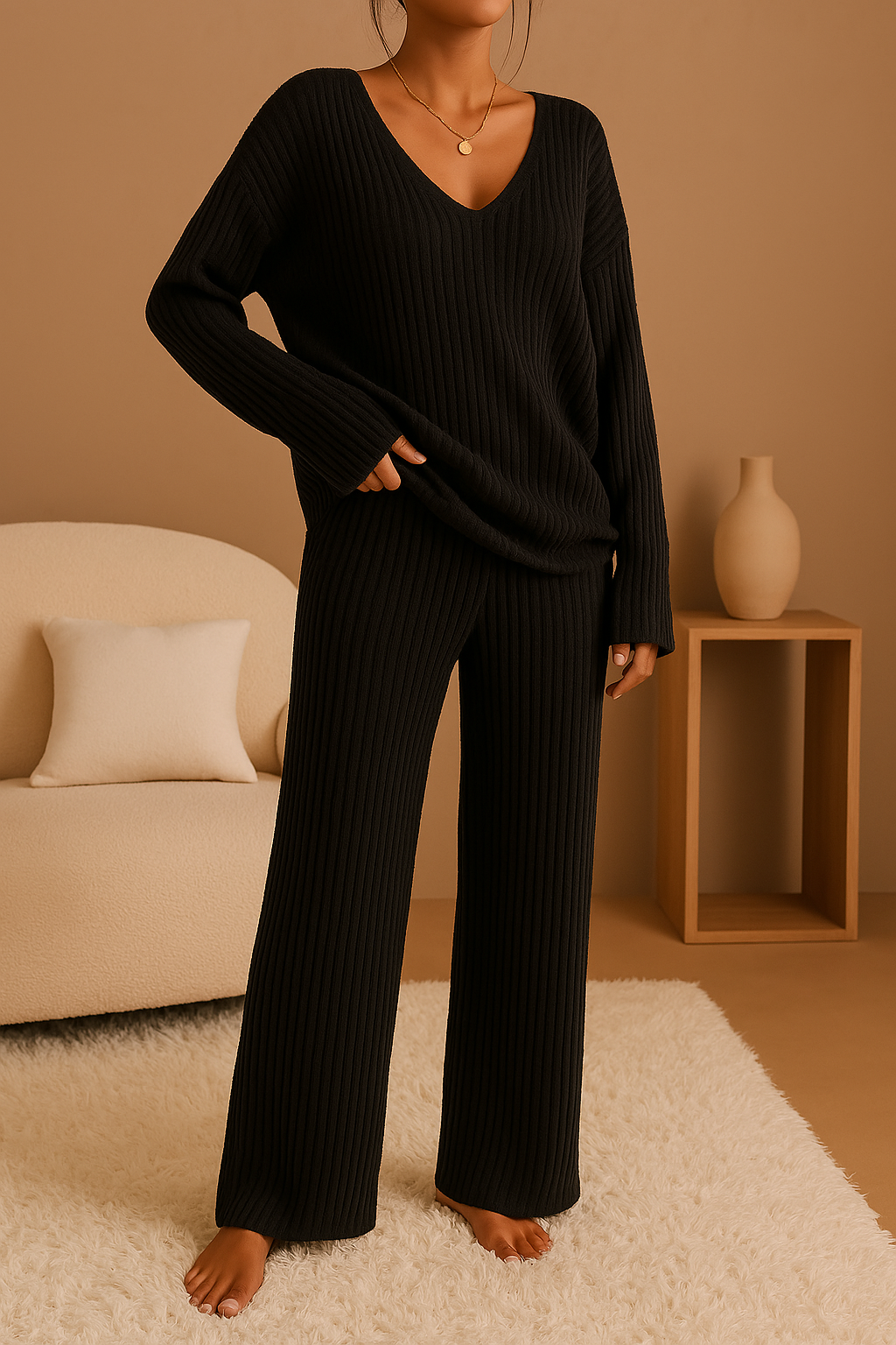 ZARINA - Zweiteiliges Lounge-Set für Damen mit Rippmuster