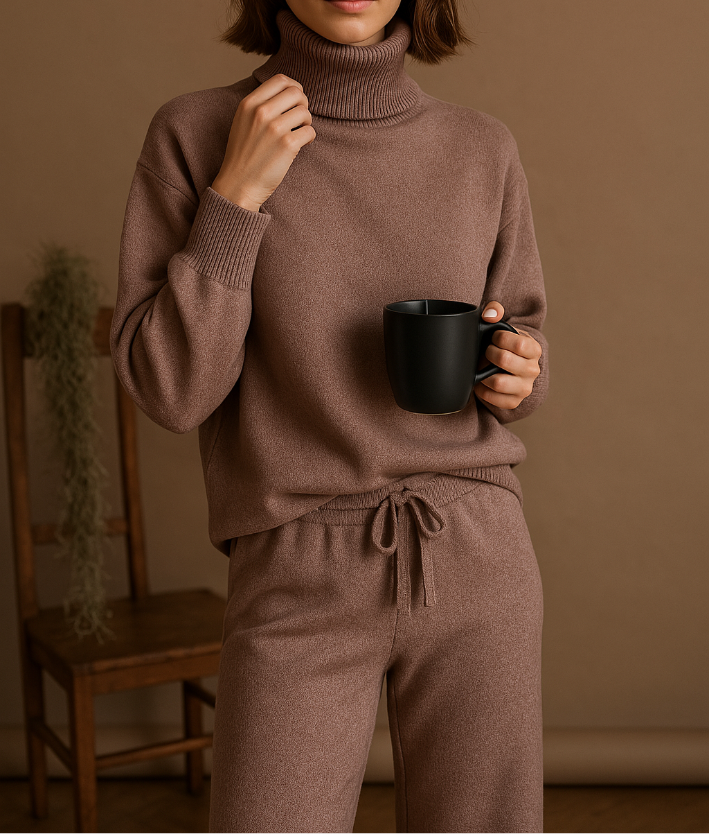 Damenset Brauner Pullover und Hose Casual