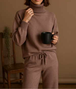 Damesset Bruine Trui en Broek Casual