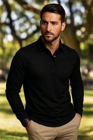 Paulo herenpolo met lange mouwen - Elegante polo voor vrije tijd en kantoor
