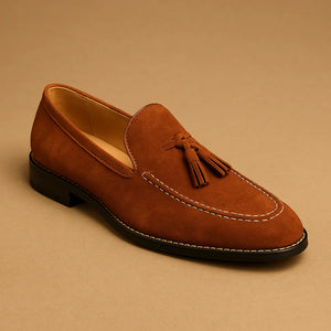 VANARO – Heren suède loafers - Elegante loafers met kwastjes en antislipzool