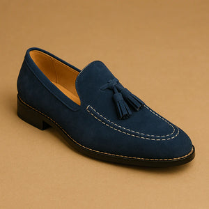 VANARO – Heren suède loafers - Elegante loafers met kwastjes en antislipzool