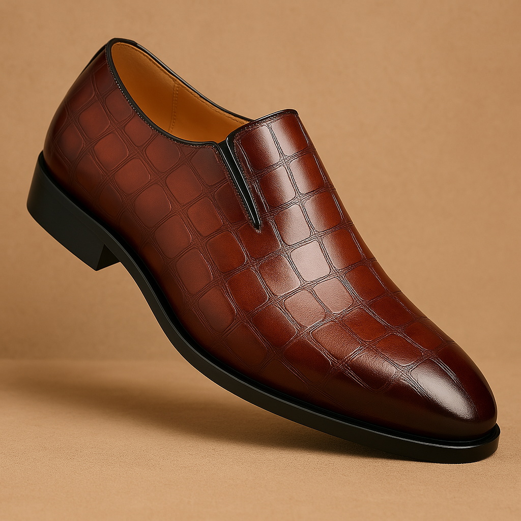 Elegante Herren-Loafer – Lederschuhe mit Krokodilmuster