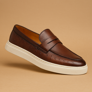 Heren loafers Bruin Zwart Echt leren schoenen met gevulkaniseerde rubberen zool