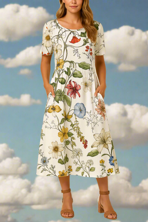 MAELYN – Elegante midi-jurk met bloemenprint voor dames