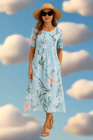 MAELYN – Elegante midi-jurk met bloemenprint voor dames