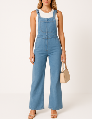 Tuinbroek voor dames - Denim - Relaxed Fit - Verstelbare schouderbandjes - Volledige lengte