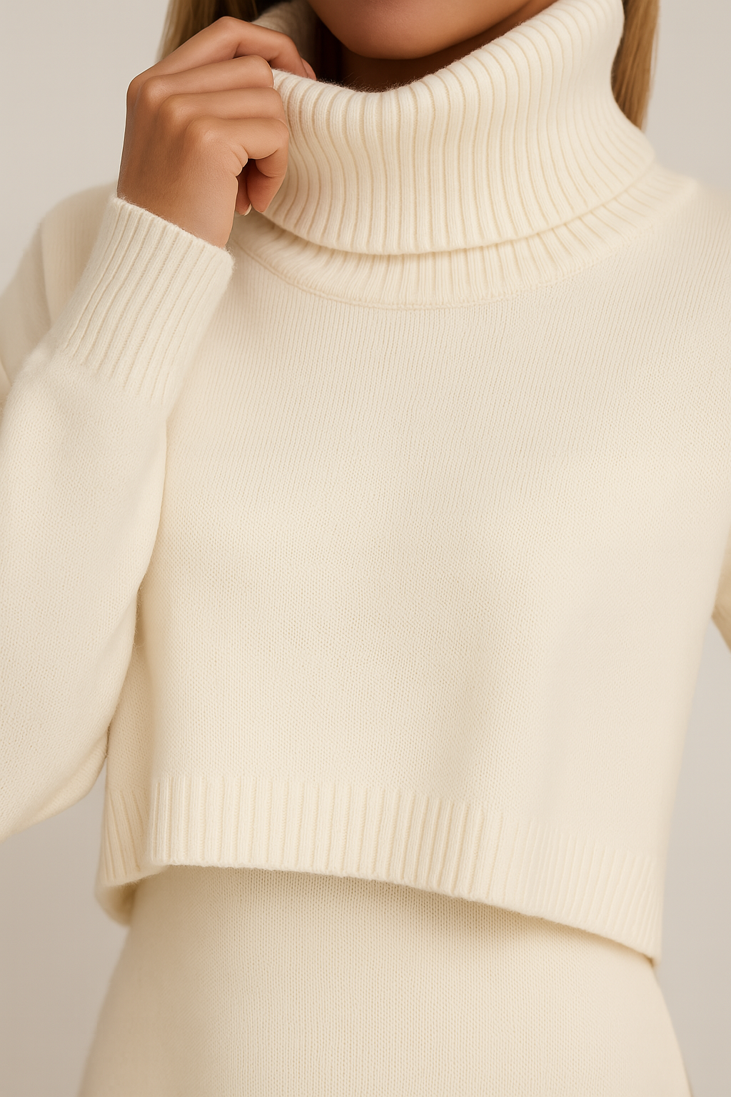 Gebreide Set | Midi-jurk met Coltrui voor Dames Herfst | FAYE