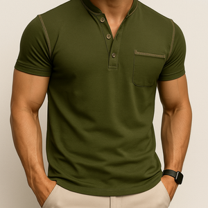 ModaNoma - Heren Polo met Henley Kraag – Modern Design en Tijdloos Comfort