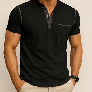 ModaNoma - Heren Polo met Henley Kraag – Modern Design en Tijdloos Comfort