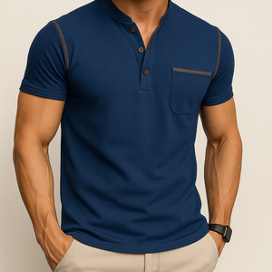 ModaNoma - Heren Polo met Henley Kraag – Modern Design en Tijdloos Comfort